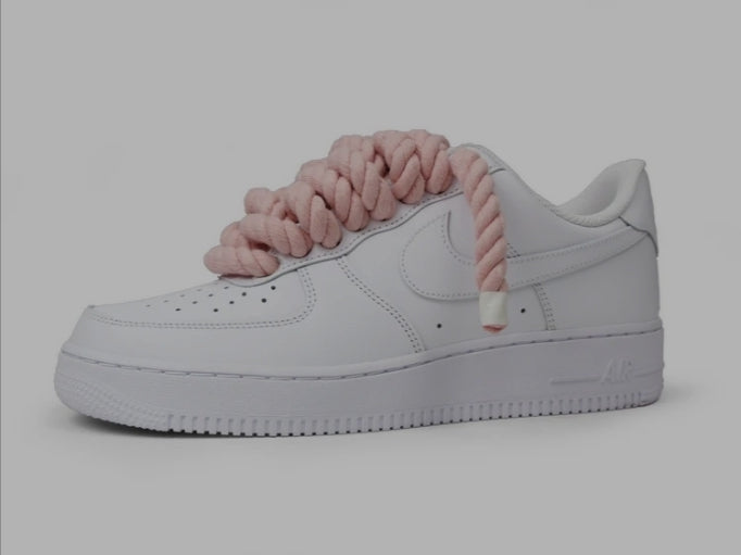 AIR FORCE 1 WHITE ROPE LACES PINK
